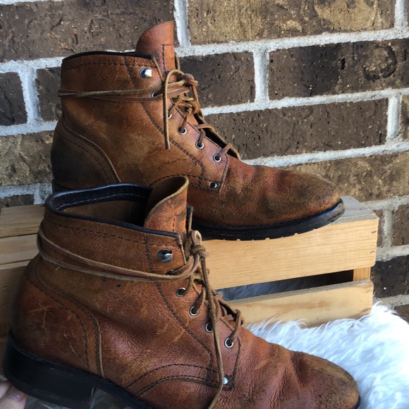 COLE HAAN Brown Genuine Learner Combat Boots with leather laces - Picture 3 of 12